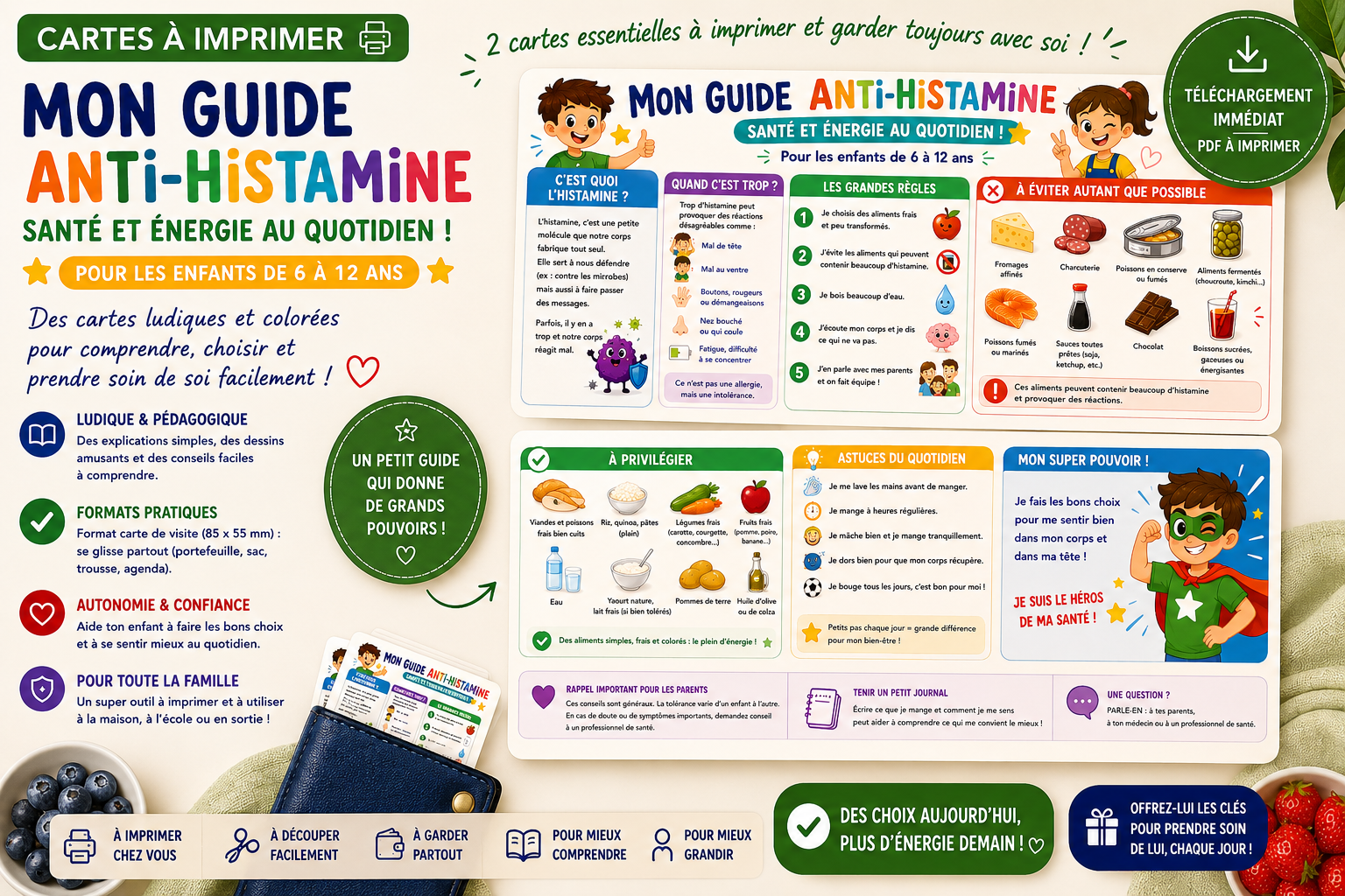 Aperçu du guide enfant anti-histamine imprimable